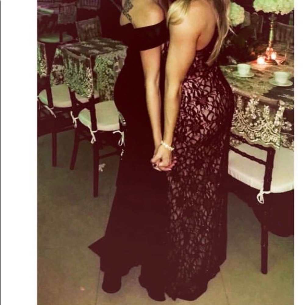 Black off the shoulder floor length dress